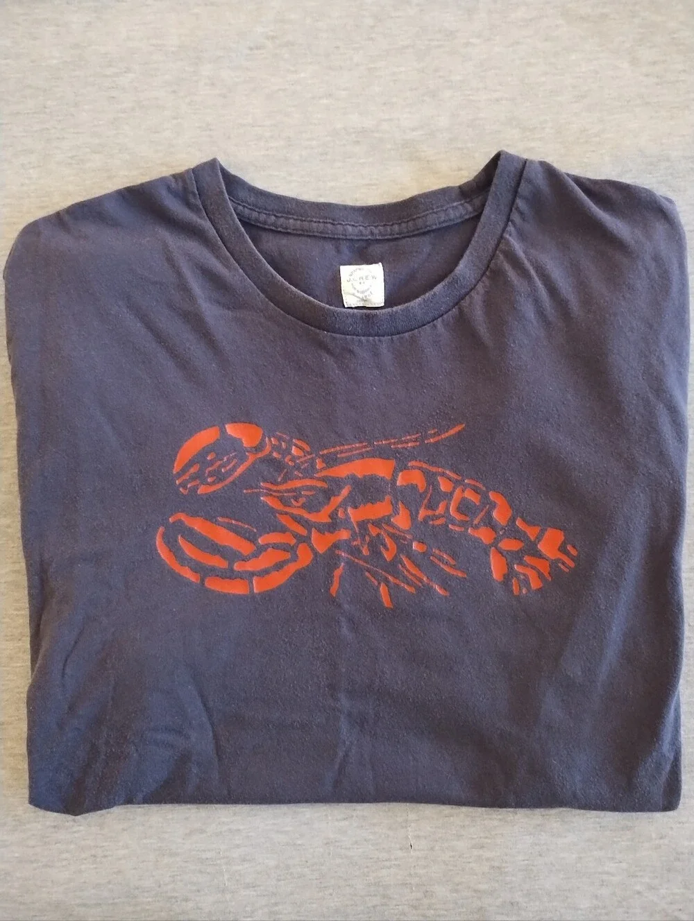 Men's J. Crew Cotton Short Sleeve Dark Navy Graphic T-Shirt With Red Lobster XL